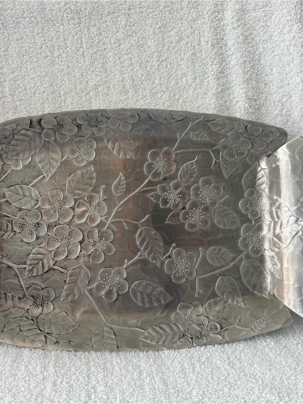 Wendell August Forge Embossed Floral Metal Serving Tray - Picture 1 of 7